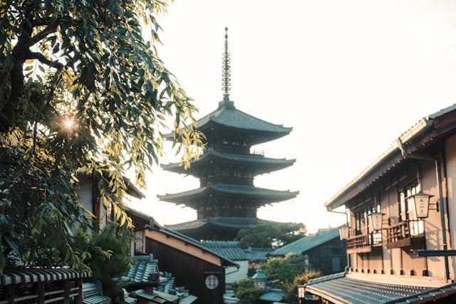 Kyoto temple in the morning